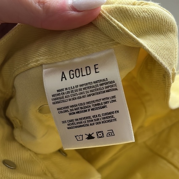 Agolde Riley High-Rise Cropped Yellow Denim Pants Size 27 - Picture 13 of 13